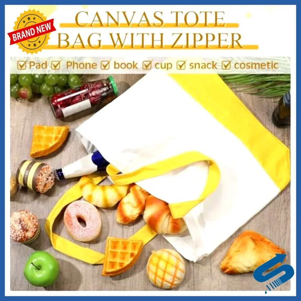 Canvas Tote Bags Bulk Reusable Grocery Shopping Tote Luggage Minimal Chic